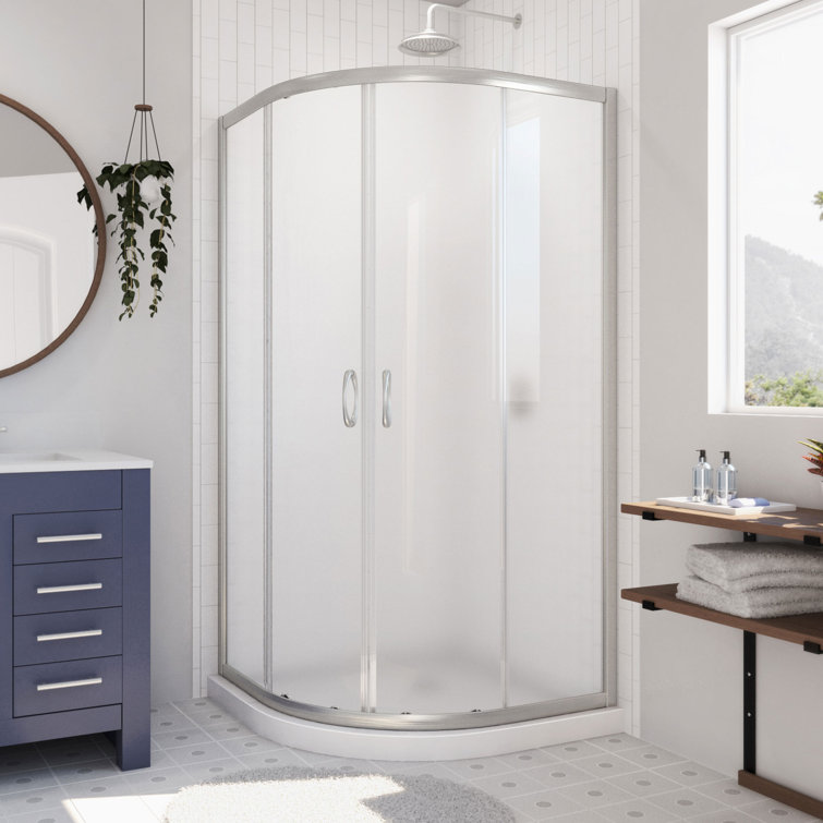 Prime 36"W x 36'' D x 74.75" H Semi-Frameless Round Showe Enclosure and Shower Base Inbcluded