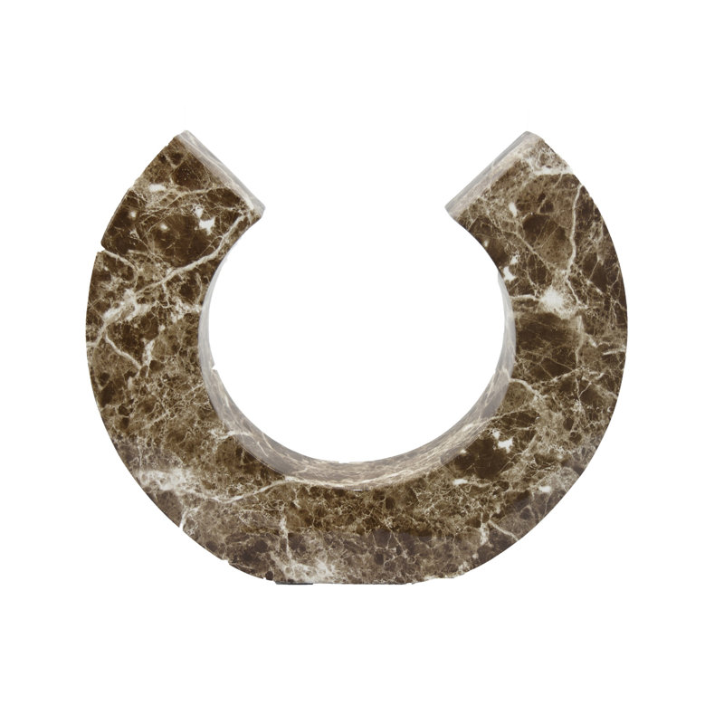 Tabletop Decor Accent, Open-Curved Frame, Brown Marble-Like Resin 14 Inch, 9.75" H x 13.75" W x 5.75" D