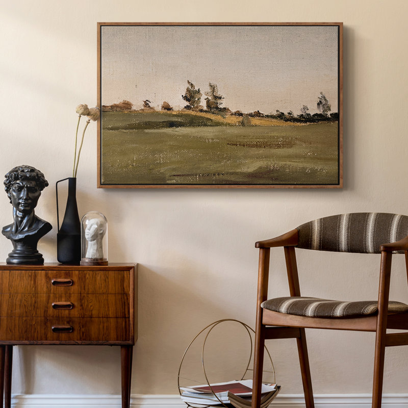 Paysage rétro - CML XXX, H 27 po x l 41 po x P 2 po, Toile encadrée noyer flottant