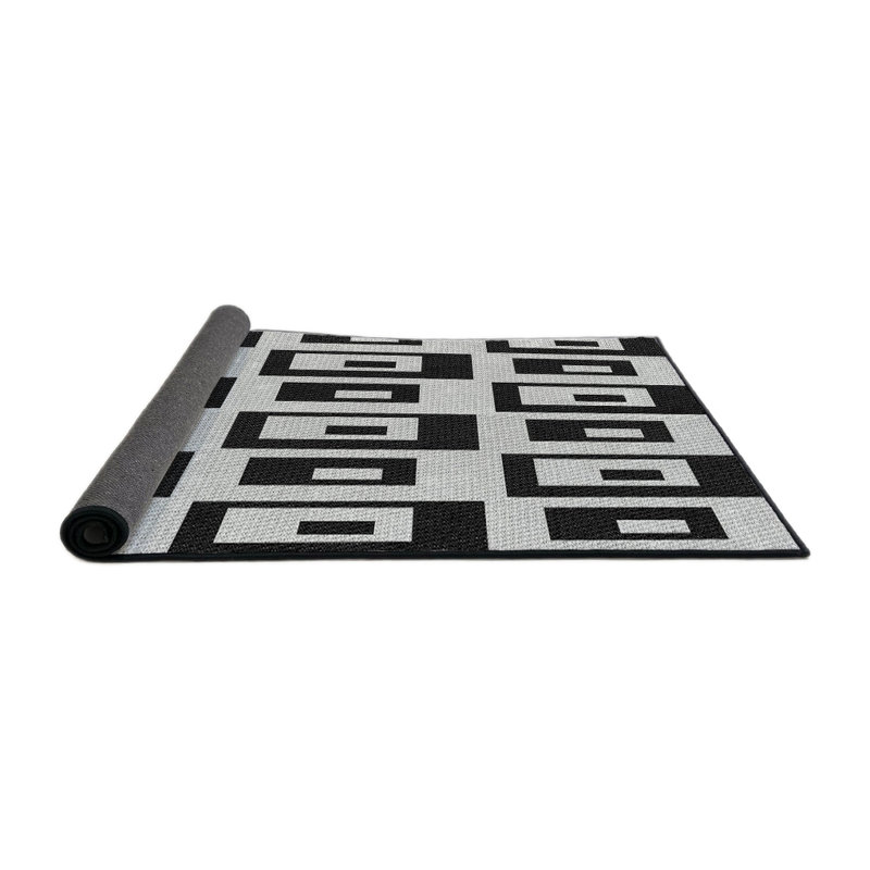 Tapis noir/blanc à motifs, Rond 5 pi