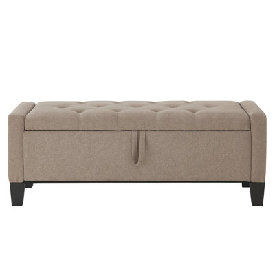 Spacious Linen Storage Bench, Sturdy Wood Construction, Modern Design For Living Room