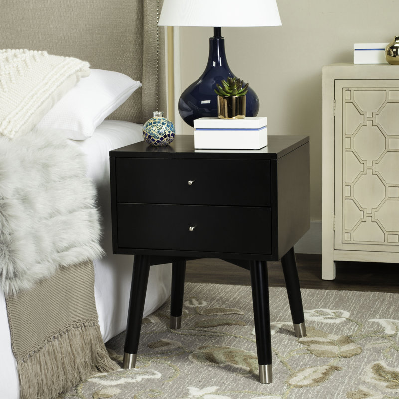 Debriana 18'' W Nightstand, Silver/Black