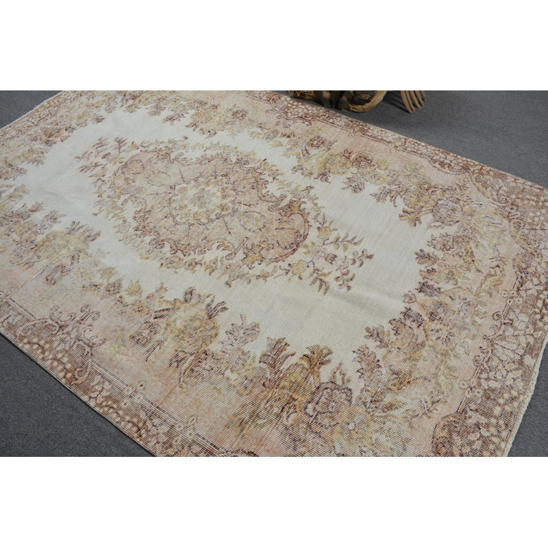 Tapis géométrique, tapis neutres, tapis turcs, tapis brun de luxe, tapis rétro, grands tapis de 5,6 x 8,7 pi