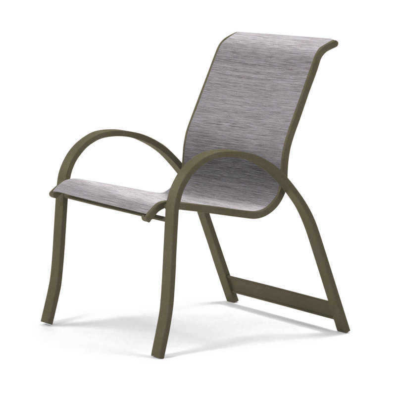 Aruba Stacking Patio Dining Armchair, White, Beachwood