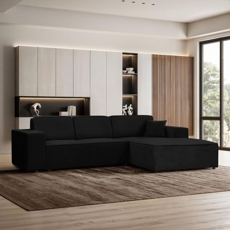 Avionna 4 Seater Sofa & Chaise, Right Hand Facing, Black