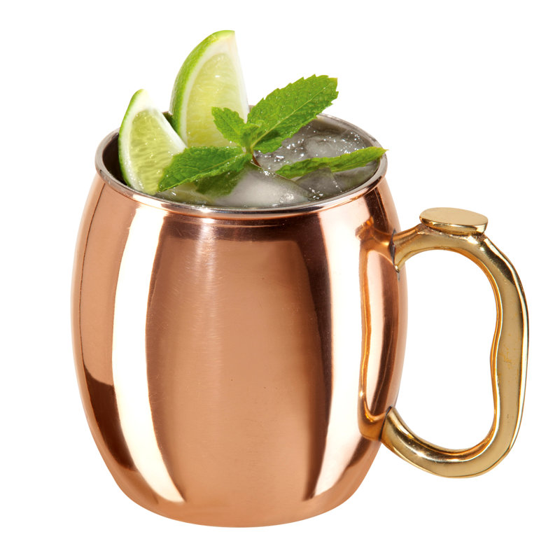 Copper Plated Stainless Steel Moscow Mule Mug with Brass Handle