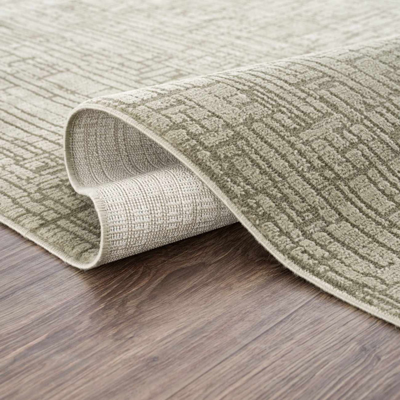 Lina Solid Boho Neutral Machine Washable Dark Green Area Rug, Rectangle  7'10" x 10', Dark Green