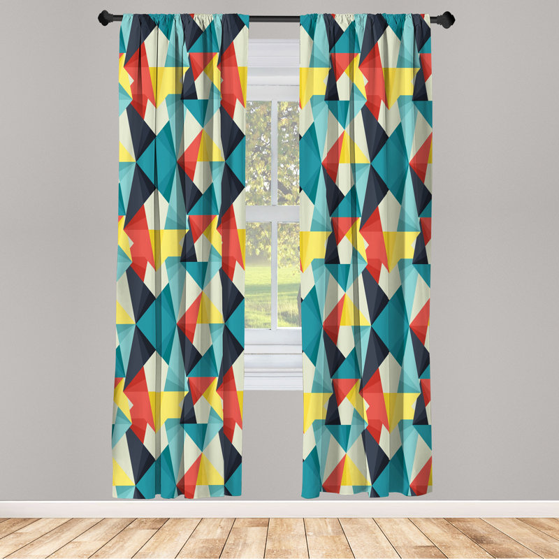 George Oliver Abstract Curtains, Pattern Colorful Geometric, Multicolor, 28" W x 95" L