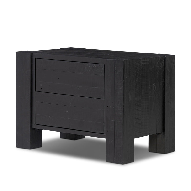 Table de chevet finlandaise - Pin, Bois de pin noir vieilli
