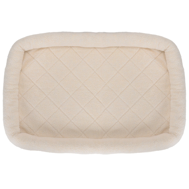 Faux Lambswool Crate Bolster Pet Bed, Extra Large (26" W x 42" D x 3" H), Cream