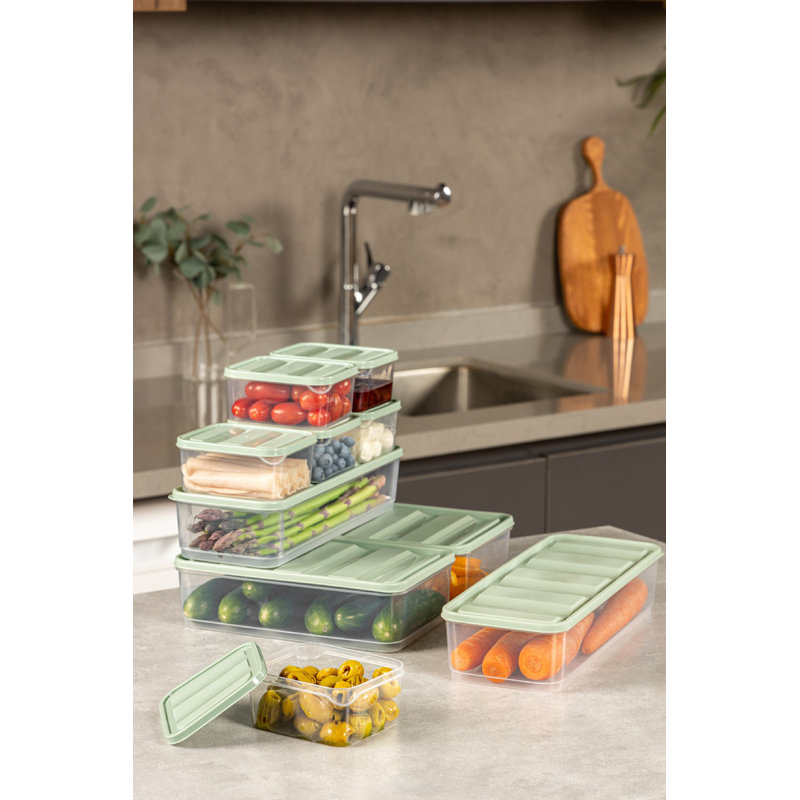 10-Piece Mint Storage Box Set, 100% Plastic | Includes (2) 4.3 x 11.8 x 2.8 in. (56.0 fl oz), (2) 9.1 x 5.9 x 2.8 in. (59.0 fl oz), (6) 3.5 x 4.1 x 2.2 in. (11.8 fl oz) | Dishwasher Safe, Ideal for Organizing Home & Office Spaces