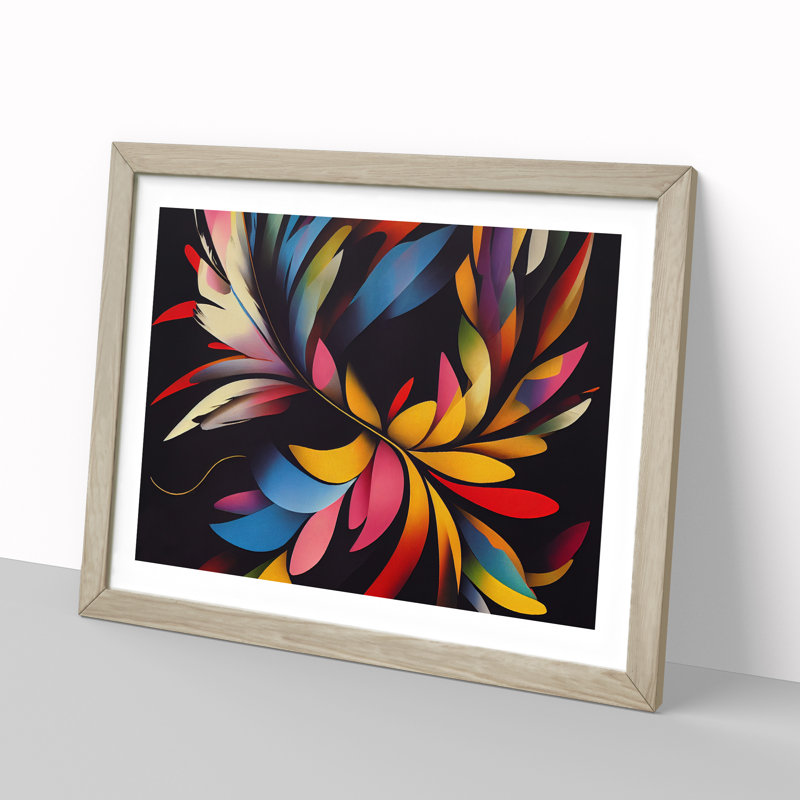 Feather Abstract Vol.1 - Single Picture Frame Painting, 25cm H x 34cm W x 2cm D, Oak