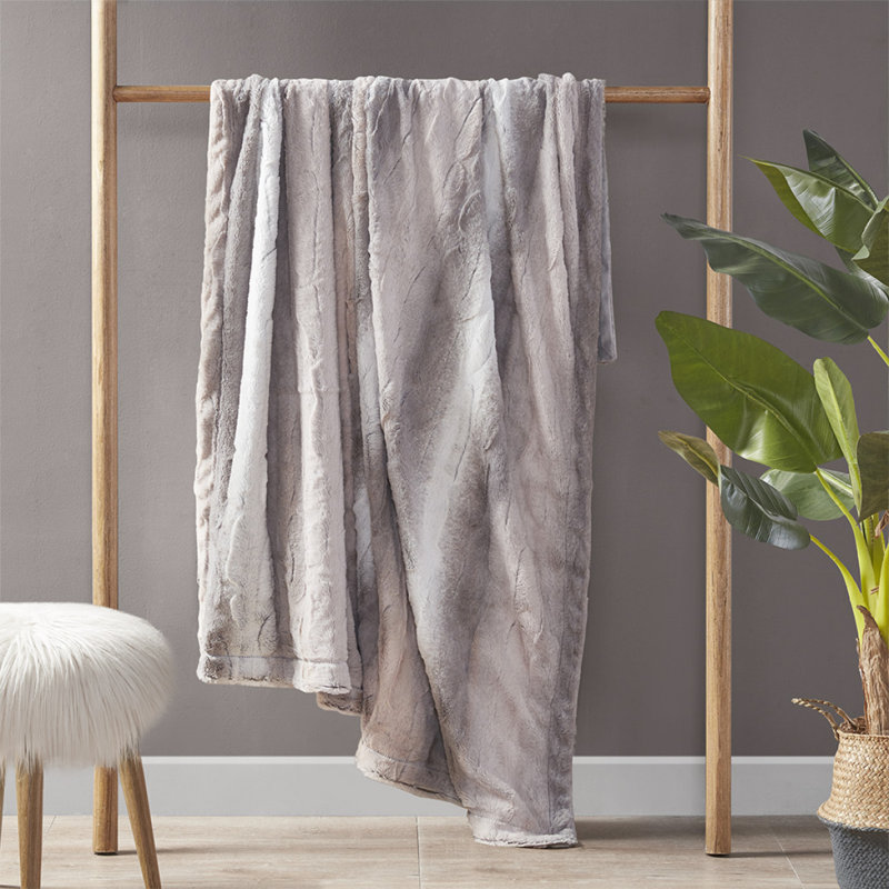 Jeté en fausse fourrure surdimensionné, Beige