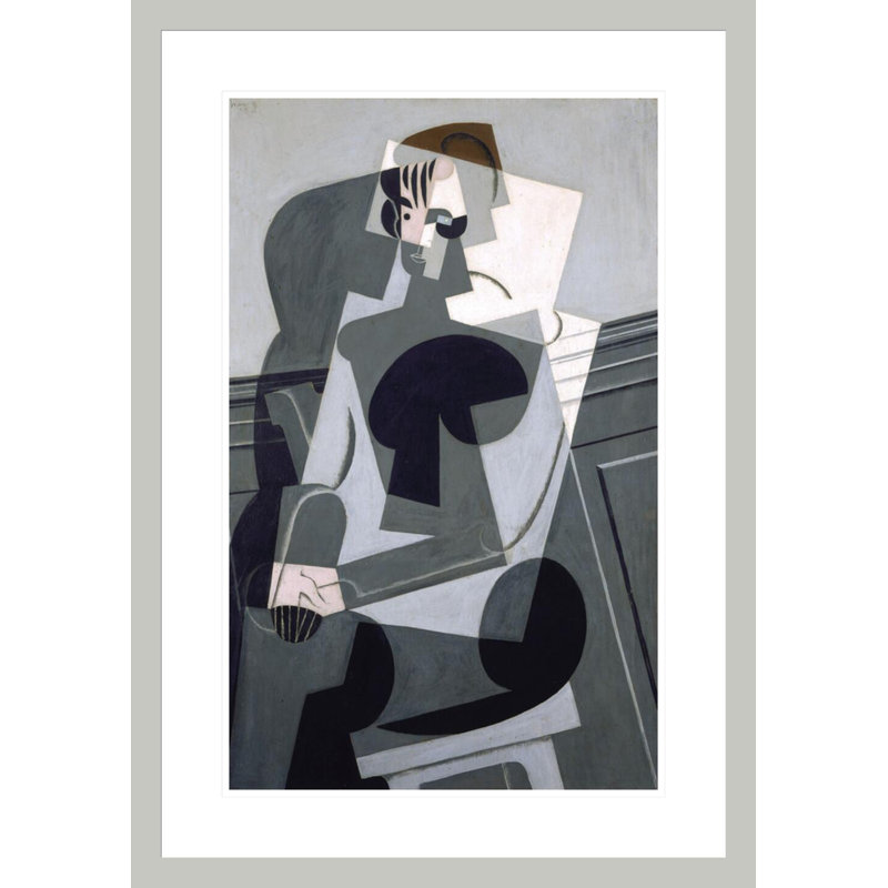 «Portrait de madame Josette Gris» par Juan Gris - Impression sur toile, H 29,5 po x l 20,77 po, Blanc / brun / gris
