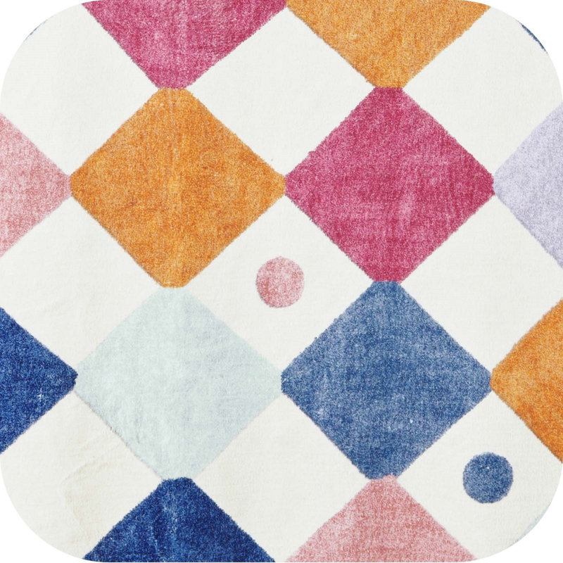 Colorful Diamond for Kids Washable Non-slip Rug Berries on Cream, Rectangle 4' x 6', Berries on Cream