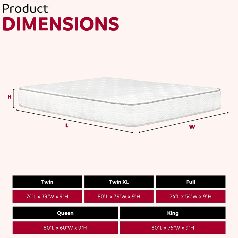 Twin Xl 9 In. Pocket Coil Spring Mattress, Relief Technology, High - Density Foam, Compressed In Carton, Modern Style Mattress With Foam Base, Soft Knit Cover, A Box For Easy Setup, Ideal Bedroom