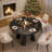 Round Dining Room Table for 4-6, 47" Wood Kitchen Table with Sturdy Base, Farmhouse Circle Dinner Table for Living Room, Apartment, 4 Strong Legs, Only Table, Black-449462266