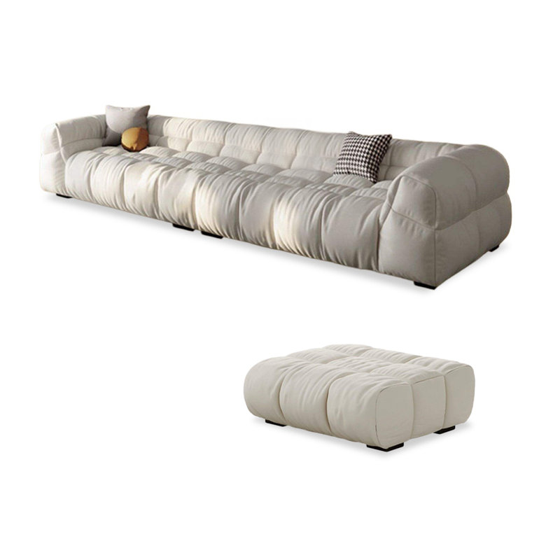 Ensemble de salon 2 pièces en cuir véritable blanc