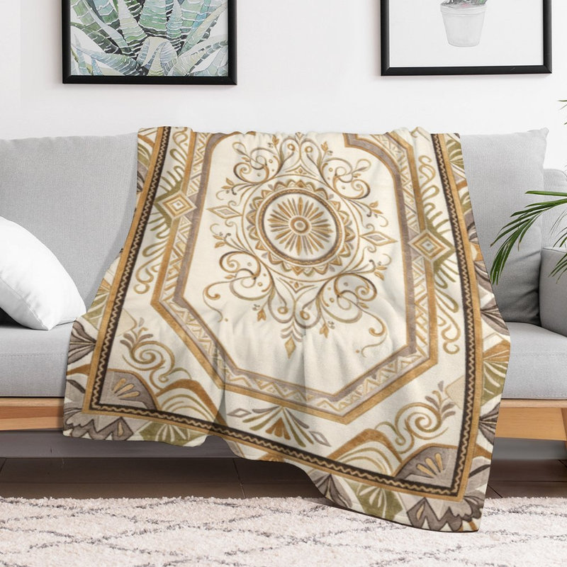 Jeté en flanelle ornée de médaillon, couverture douce et chaude pour le canapé-lit du salon, 30 po x 40 po