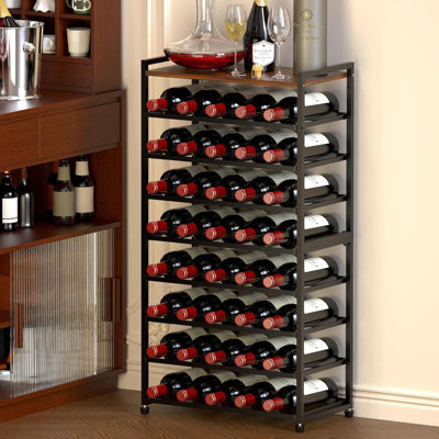 8-Tier Freestanding Wine Rack With Table Top, 40-Bottle Detachable Storage Stand (18"Lx9.3"Wx33"H) For Kitchen Bar