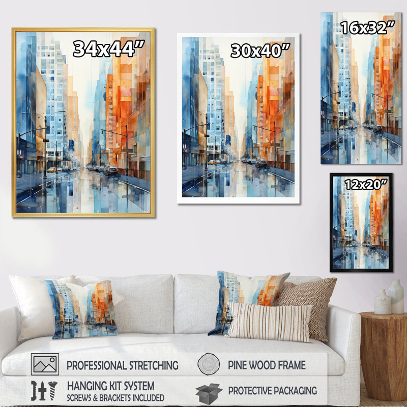 Pavadas Skyscrapers Urban Heights VIII, reproduction d'art sur toile, H 40 po x l 30 po x P 1,5 po, Cadre flottant noir