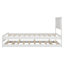 Structure de lit double avec tête de lit, lit double en bois avec lit gigogne réglable-1143257065