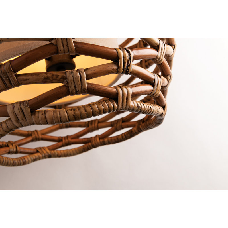Bronze and Rattan 8-Light Drum Pendant Chandelier