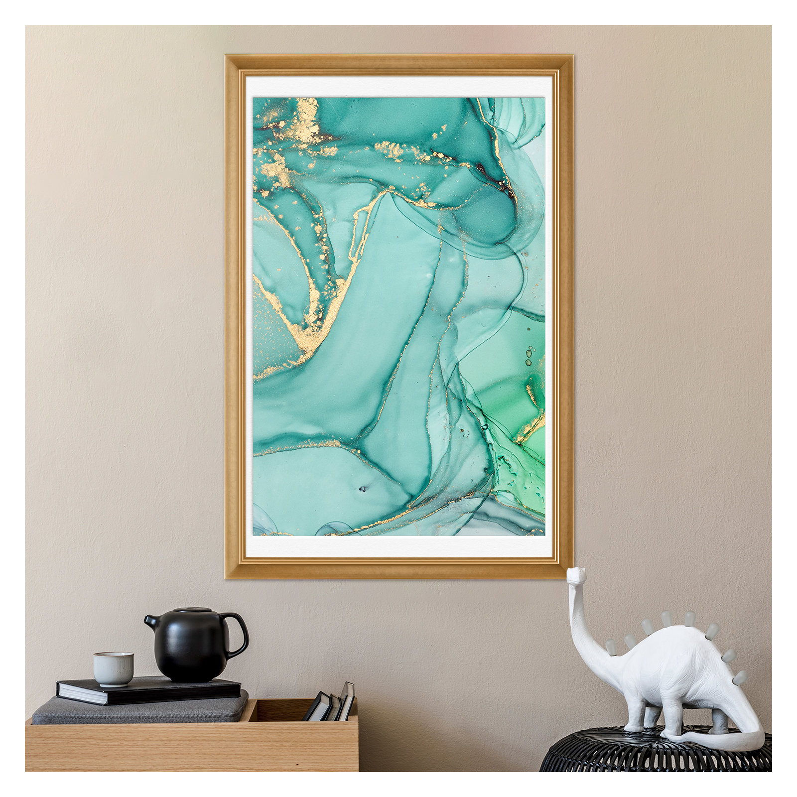 Wood Picture Frame with Mat, Gold, 20" x 30"