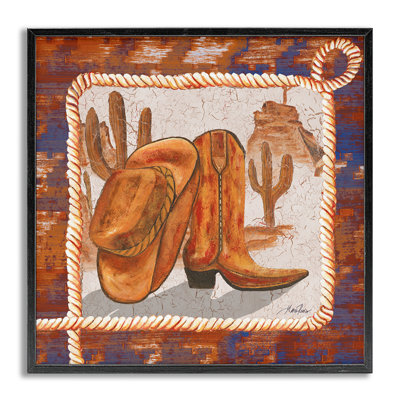 Western Cowboy Boot Framed Giclee Art by Gina Ritter
