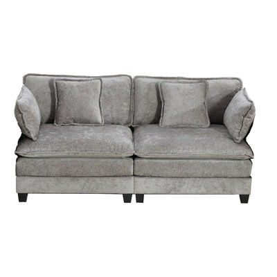 Cloud Sofa Two Seats (Armrests Are Not Included), Modern Sectional Couch, For Living Room Bedroom And Apartment, Comfy Double Layer Upholstered Seat Cushion, Breathable Chenille Fabric, Gray,SW501AGY