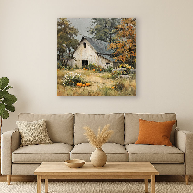 «Weathered Barn in Autumn», art mural sur toile tendue, H 40 po x l 40 po