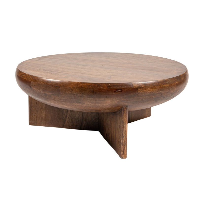 Table basse semi-sphérique en bois de manguier avec pieds solides