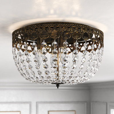 Luminaire encastré moderne en cristal en forme de bol 15 po à 4 lumières Ealie pour salon / chambre à coucher