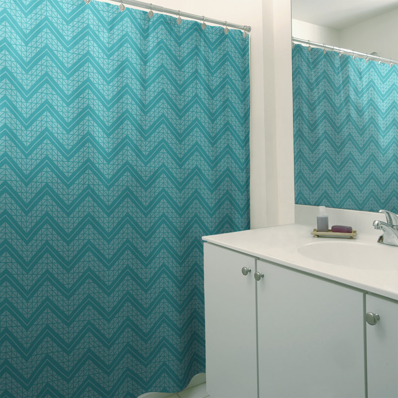 Rideau de douche simple à chevrons à la main classic, Aigue-marine