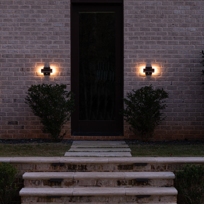 Architectual Solar Wall Accent Light with Motion Sensor- 2 pack Black, Black