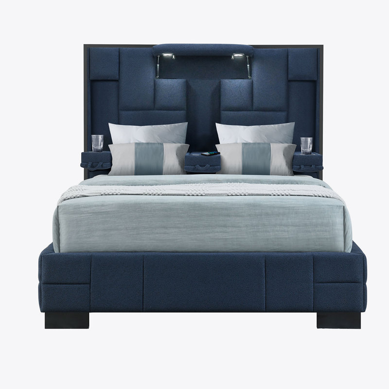 Bed, Navy Blue, Queen