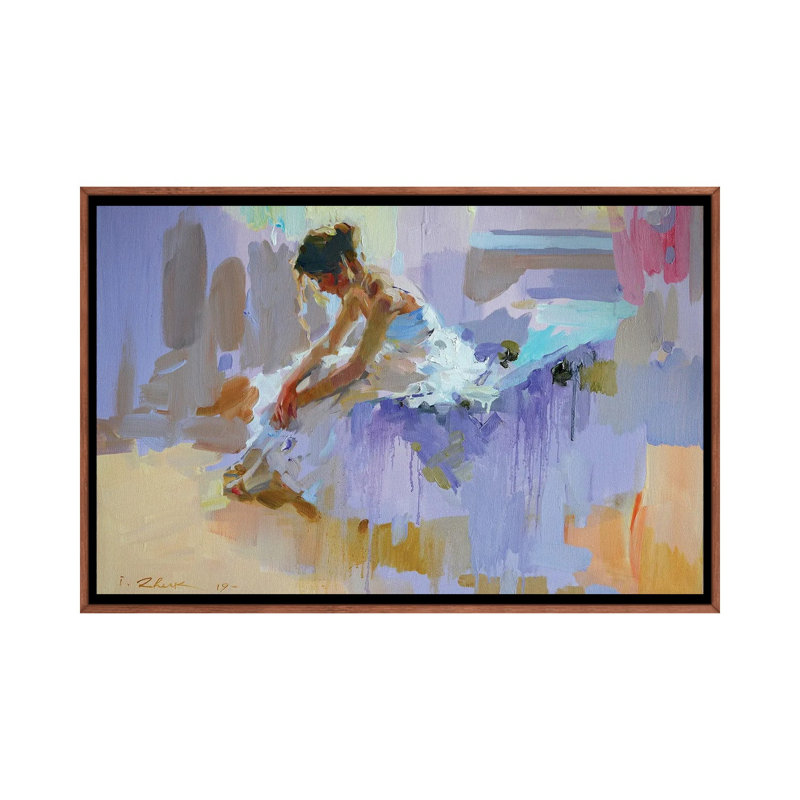 Purple Pause by Igor Zhuk - Painting on Canvas, 101.6 cm H x 66.04 cm W, Brown Floater Frame