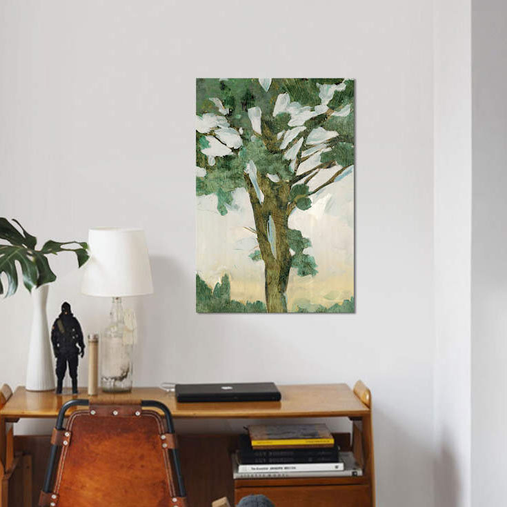 «Green Tree Line I» par PI Galerie - Estampe numérique sur toile tendue avec châssis, H 12 po x l 8 po x P 0,75 po