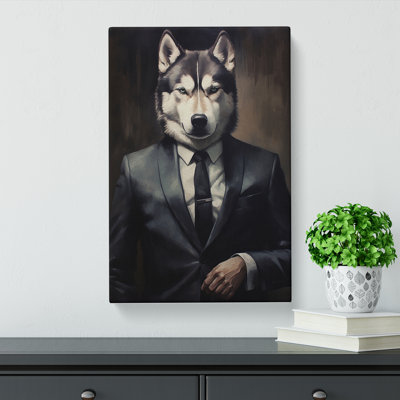 Husky In A Suit Painting No.3 - Wrapped Canvas