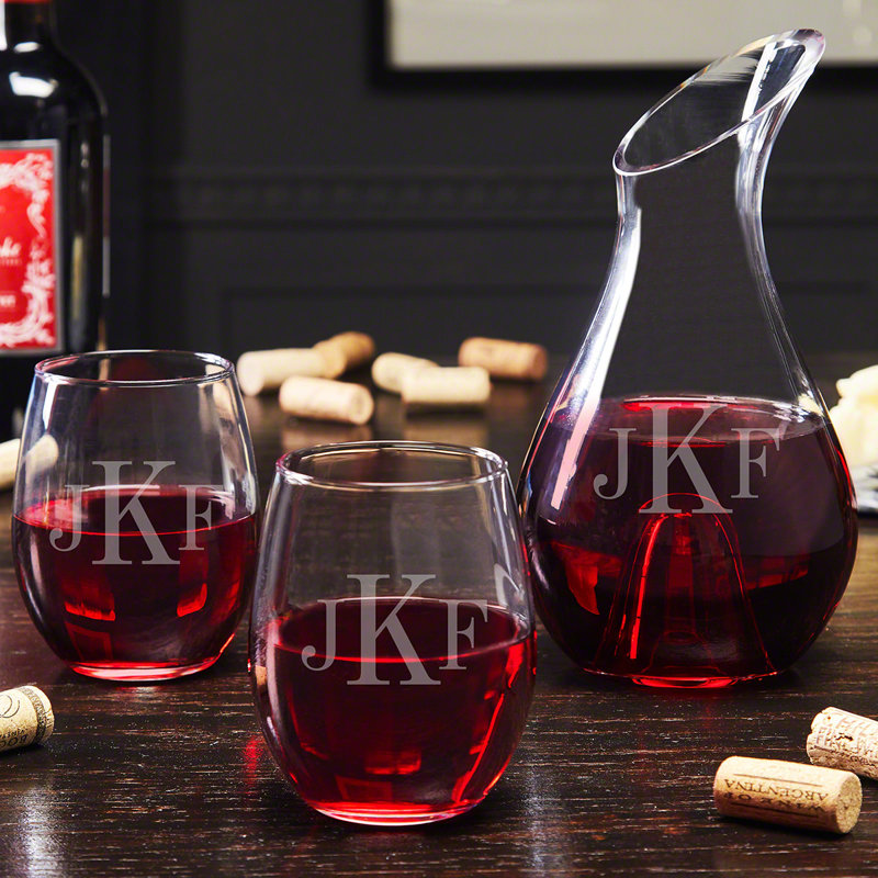 Ensemble de service à boisson personnalisé Casillas Classic Monogram, 3 pièces, Oui