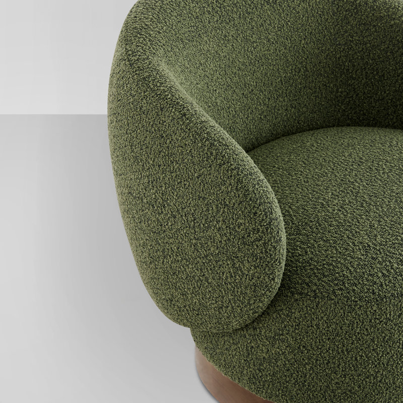 Modern Swivel Barrel Chairs With Wood Base, Green