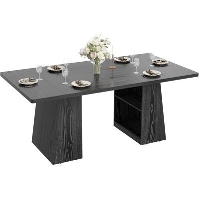 Modern Dining Table,71" Rectangular Wooden Kitchen Table for 4–6 People, Long Dinner Table with Storage for Dining Room, Kitchen, Home Office