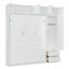 Grand lit escamotable mural avec armoires, tablettes, garde-robe et tiroirs, grand lit pliant, blanc-182270030