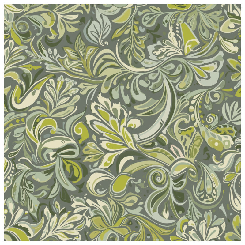 Green Floral Pattern Double Sided Throw Pillows, 14 x 14 inches