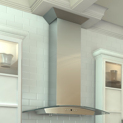 ZLINE 30 in. Convertible Vent Wall Mount Range Hood in Stainless Steel & Glass with Crown Molding (KZCRN-30)