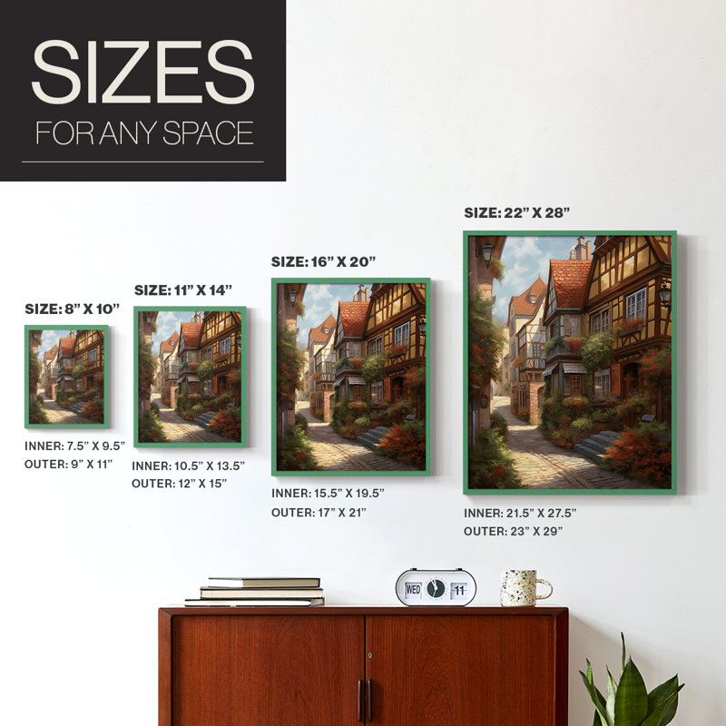 LANDSCAPES Series CCLXIX Framed Print - Solid Wood, Green, 21" H x 17" W