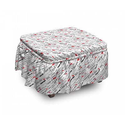 I Love You Romance Words Hearts 2 Piece Box Cushion Ottoman Slipcover Set -  East Urban Home, BCC9C547C17845F9A38E6937E9D52456