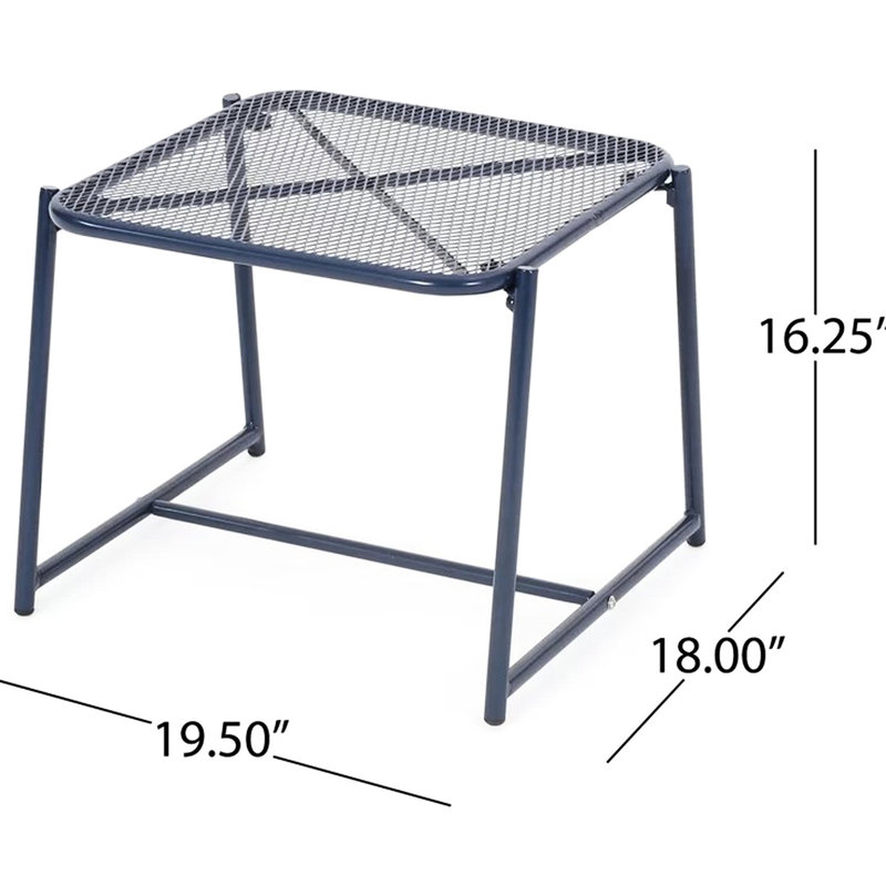 Table d'appoint en fer de 16,3 po de hauteur, moderne et résistante aux intempéries, l 19,18 po x P 18,13 po, nécessaire à l'assemblage: l 19,18 po x P 18,13 po, fer, intempéries