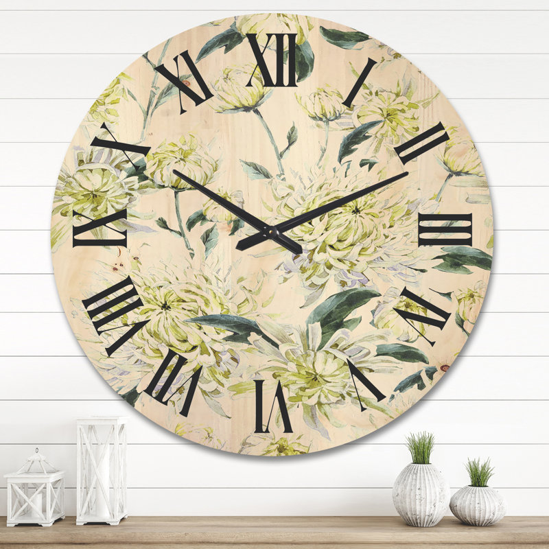 Horloge murale en bois Chrysanthemus I, Grand