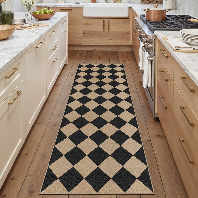 Tapis en lin à motif antidérapant Amelia, Tapis de couloir 2 pi x 8 pi